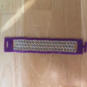 Peyote beaded framed lace bracelet